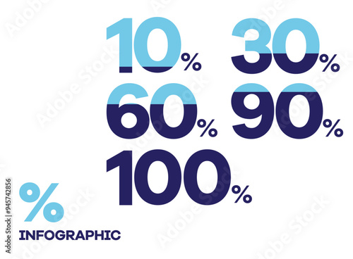 Precentage inforgraphics graph Creative idea 10 ,30 ,60 ,90 , 100 %