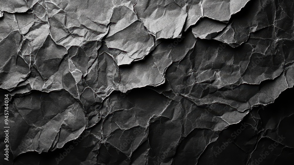 Abstract Crumpled Paper Texture with Sharp Lines and Deep Shadows Abstract Crumpled Paper Texture with Sharp Lines and Deep Shadows