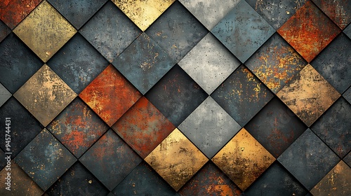 An abstract diamond-shaped metal wall texture, offering a sleek and industrial aesthetic.