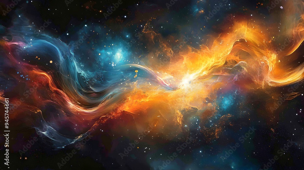 14. An artistic representation of the Big Bang with expanding cosmic waves 14. An artistic representation of the Big Bang with expanding cosmic waves