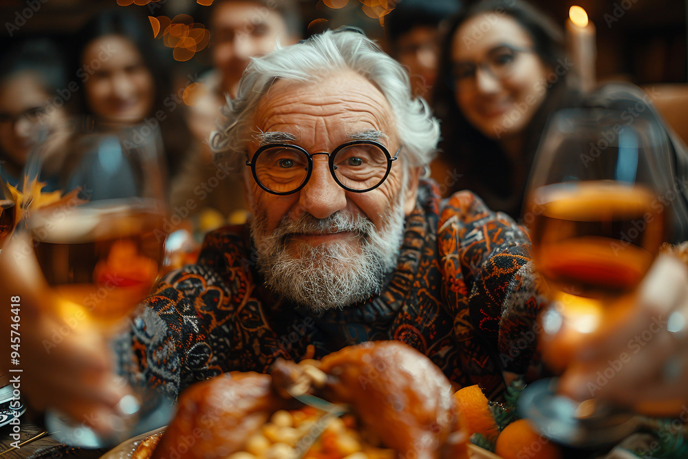 Generative AI illustration of traditional dinner meal during family gathering party to celebrate holiday Generative AI illustration of traditional dinner meal during family gathering party to celebrate holiday