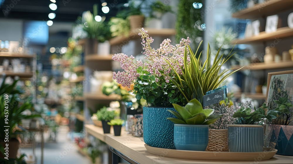 A range of flower pots of different sizes, shapes, and materials (ceramic, terracotta, metal, and glass) are displayed. They come in various colors and patterns, some with intricate designs A range of flower pots of different sizes, shapes, and materials (ceramic, terracotta, metal, and glass) are displayed. They come in various colors and patterns, some with intricate designs