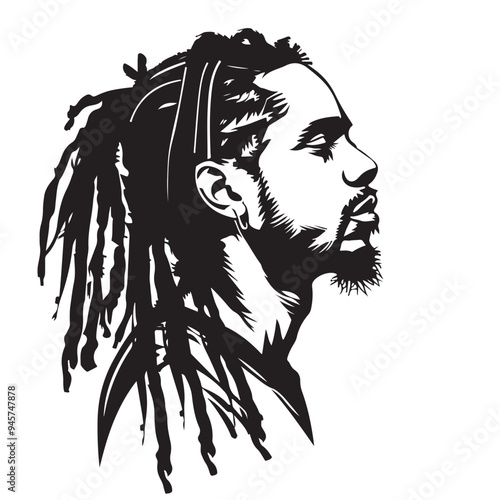 Black Men Dreadlocks Hairstyle image vector.