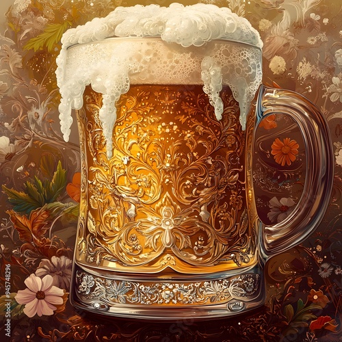 A detailed illustration of a traditional Bavarian beer photo