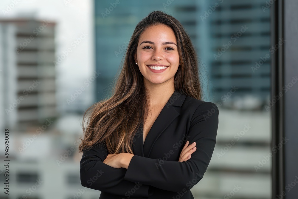 Latina Business Leader: A portrait of a successful Latina businesswoman, possibly with a cityscape or modern office in the background. Latina Business Leader: A portrait of a successful Latina businesswoman, possibly with a cityscape or modern office in the background.