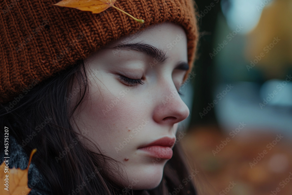 Dramatic quiet autumn scene, sad minded person contemplating rainy day, Generative AI Dramatic quiet autumn scene, sad minded person contemplating rainy day, Generative AI