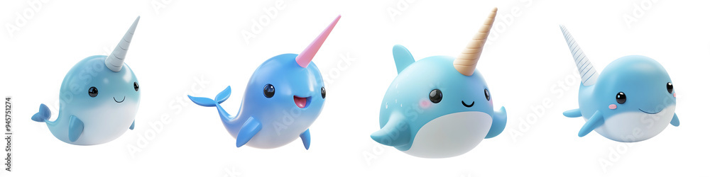 A playful set of cute narwhals with colorful designs, perfect for children's illustrations and ocean-themed artwork. A playful set of cute narwhals with colorful designs, perfect for children's illustrations and ocean-themed artwork.