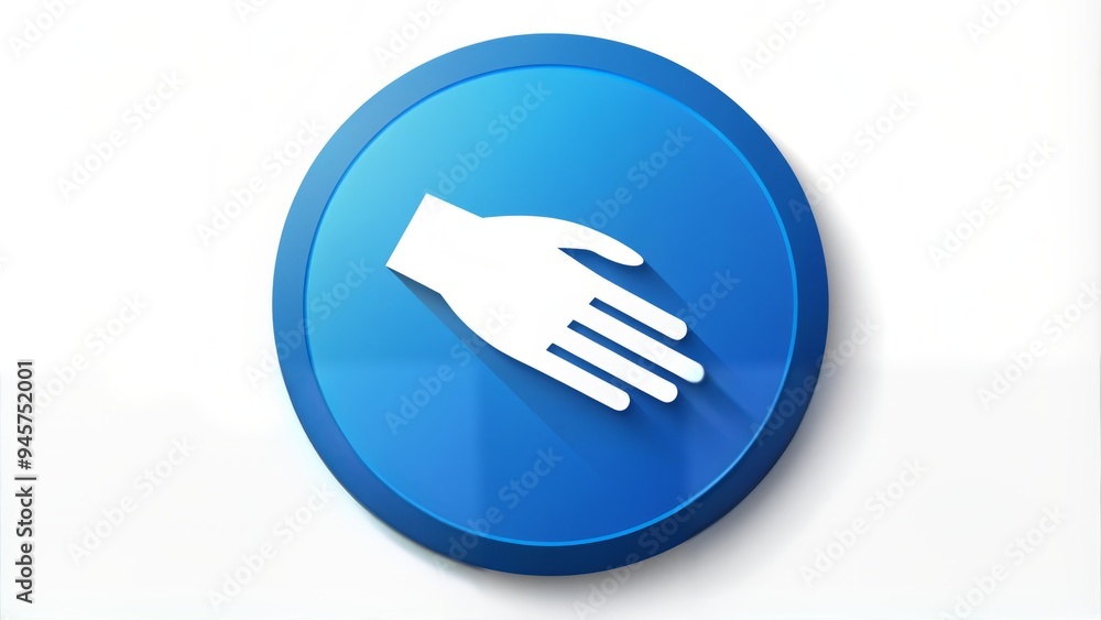 Blue circular icon featuring a white silhouette of a helping hand, symbolizing support, guidance, and aid in a modern, minimalist design. Blue circular icon featuring a white silhouette of a helping hand, symbolizing support, guidance, and aid in a modern, minimalist design.