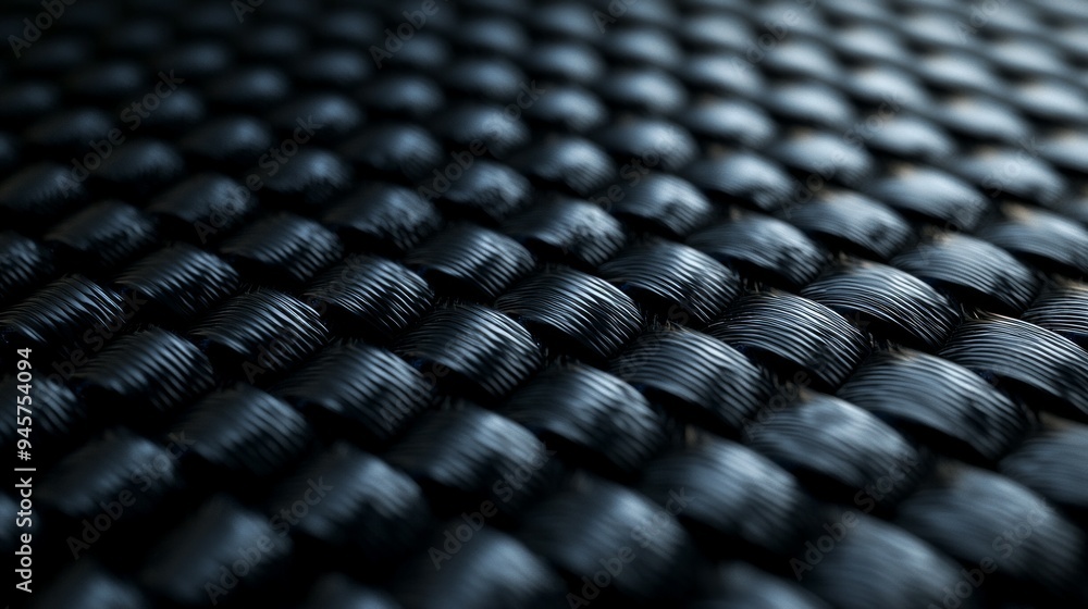 Fototapeta premium A high-resolution close-up of black carbon fiber weave texture,