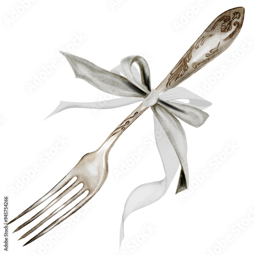 Fotografie Fork watercolor