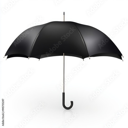 black open umbrella on white background, photo