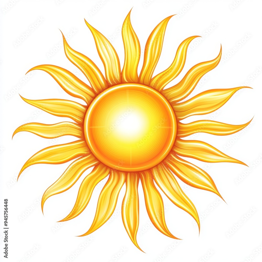 Yellow sun, icon, symbol, vector image. To represent weather, seasonal changes Yellow sun, icon, symbol, vector image. To represent weather, seasonal changes