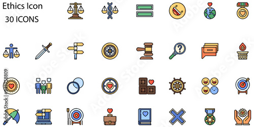 Set of Ethics icons. Line art style icons bundle. vector illustration