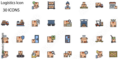 Set of Logistics icons. Line art style icons bundle. vector illustration