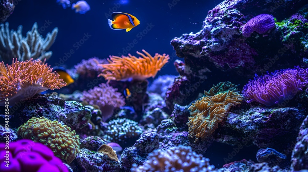 Fototapeta premium 76. A colorful underwater coral reef ecosystem with a variety of marine species