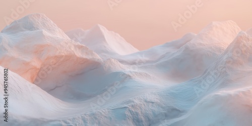 Abstract white background with mountains. Three-dimensional illustration. Layers and geometric shapes on white background. Imitation of wood carving