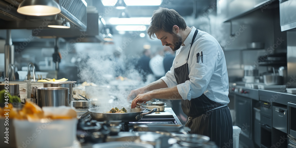dinning culinary chef busy with work, master kitchen . dinning culinary chef busy with work, master kitchen .