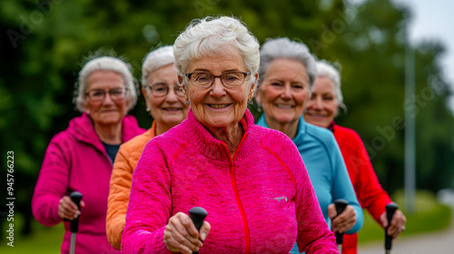 Empowered Aging A Joyful Seniors Proudly Demonstrates Her Strength During a Group Fitness Class Emphasizing the Importance of Staying Active and Healthy in Later Life