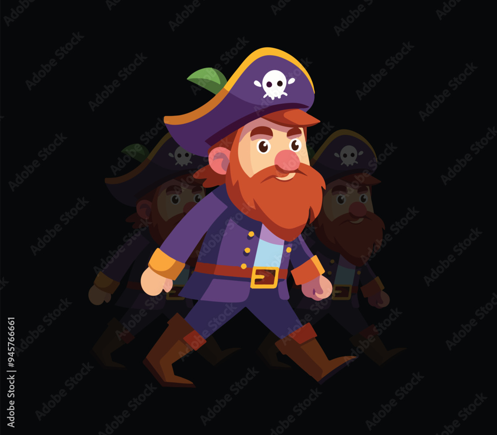 Pirate man Cartoon illustration on black background Vector Format Pirate man Cartoon illustration on black background Vector Format
