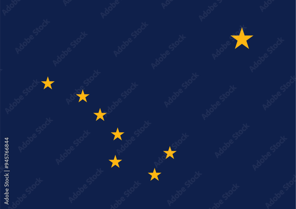 Flag of Alaska state (United States of America, U.S.A. or USA, North America) Eight gold stars on a blue background Flag of Alaska state (United States of America, U.S.A. or USA, North America) Eight gold stars on a blue background