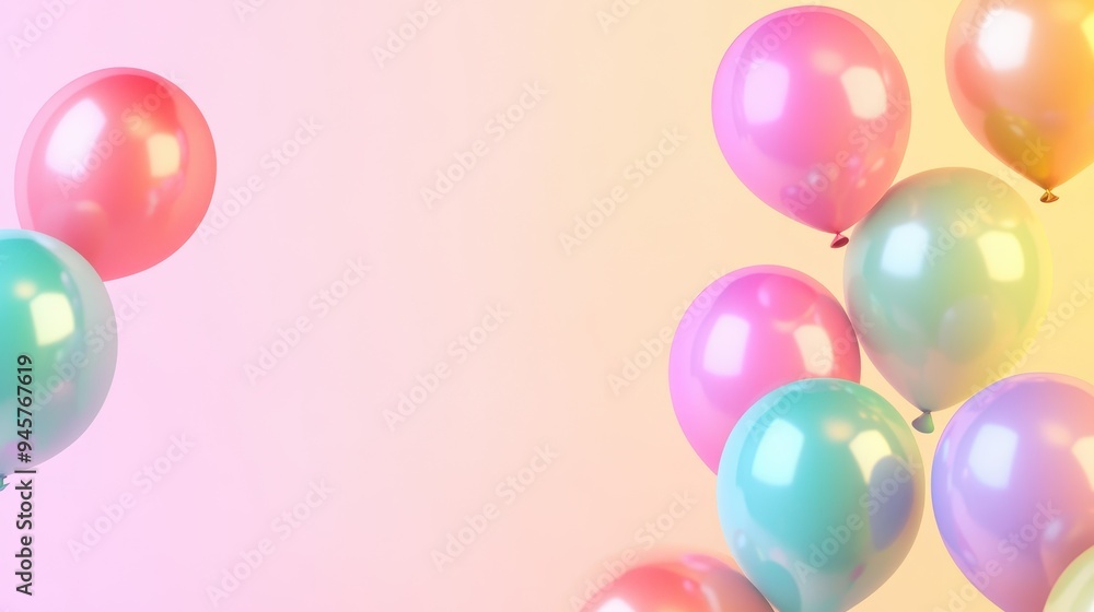 Pastel Balloons on Soft Pink and Yellow Gradient Background. Pastel Balloons on Soft Pink and Yellow Gradient Background.