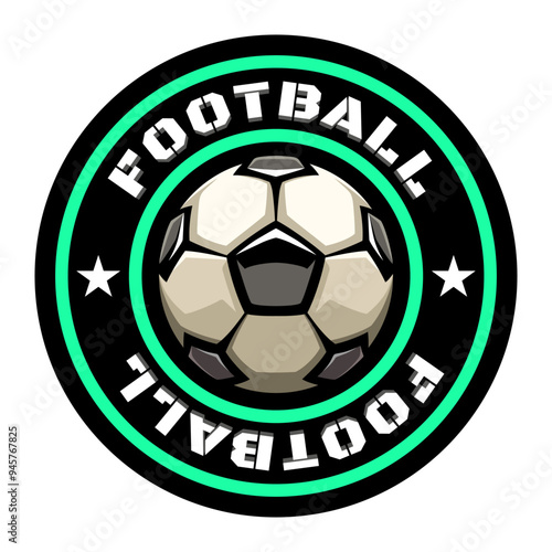 Soccer ball, football logo. Sport games. Sporting equipment. Emblem, badge.