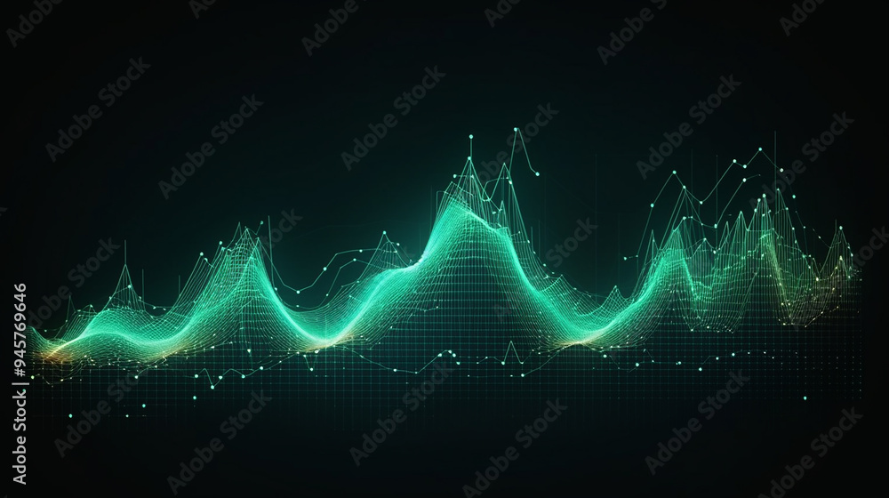 Abstract Isometric 3D Particle Line Graph Abstract Isometric 3D Particle Line Graph