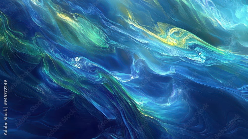 Abstract Blue, Green, and Yellow Swirling Background Texture. Abstract Blue, Green, and Yellow Swirling Background Texture.