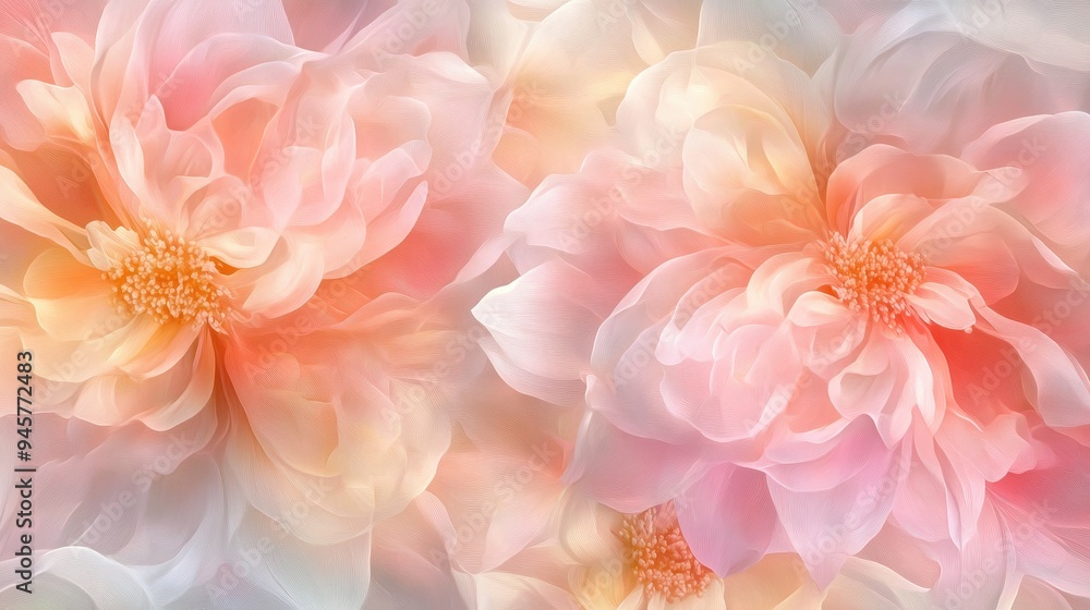 Abstract Floral Background with Delicate Pink and Peach Petals. Abstract Floral Background with Delicate Pink and Peach Petals.