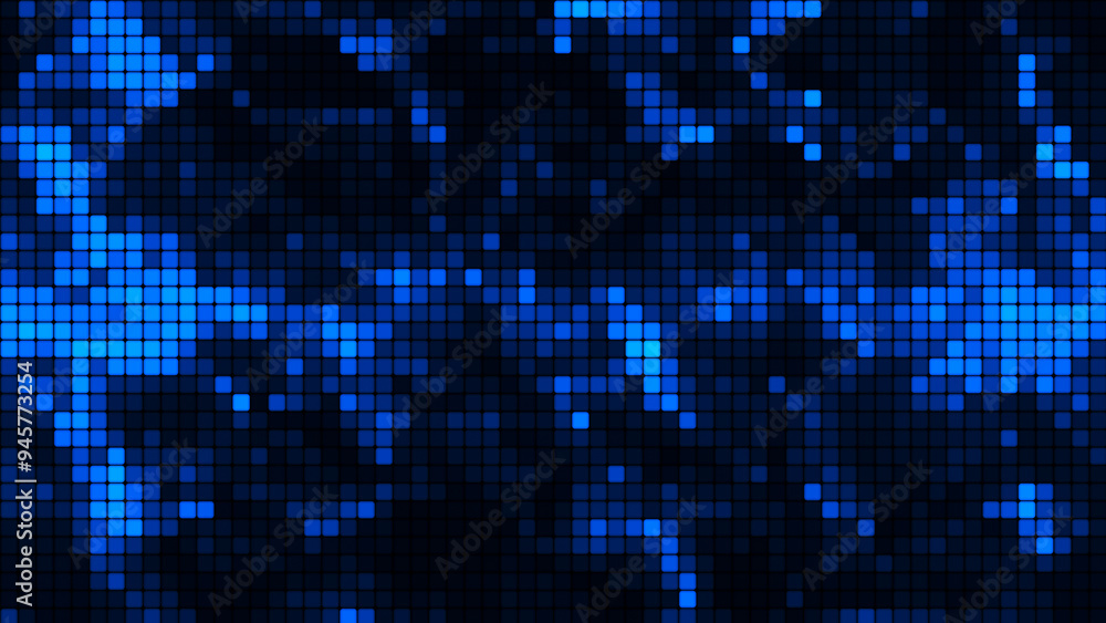 Blue mosaic background in technology concept. Abstract blue LED squares. Technology digital square blue color background. Bright pixel grid background. 3D rendering Blue mosaic background in technology concept. Abstract blue LED squares. Technology digital square blue color background. Bright pixel grid background. 3D rendering