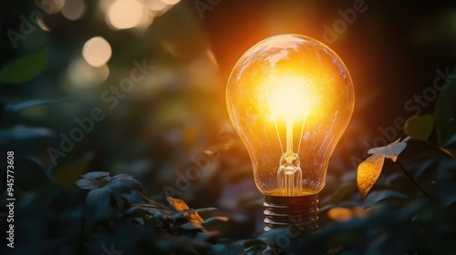 A light bulb with a single spark, a moment of clarity and insight, photo