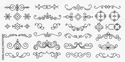 A collection of intricate black decorative designs