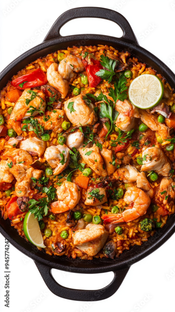 Paella Isolated on White Background Paella Isolated on White Background