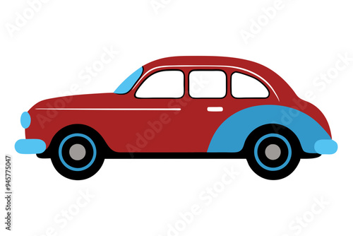 Vintage Car Illustration: Classic Design on a White Background