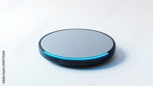 A sleek and modern smart speaker with a glowing blue light, perfect for home automation and voice control.