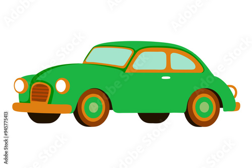 Vintage Car Illustration: Classic Design on a White Background