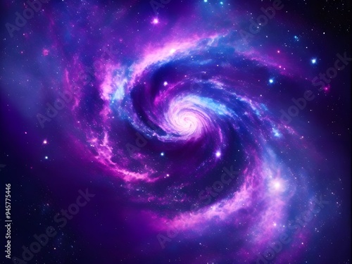 Vibrant Spiral Galaxy Swirling in Deep Space with Purple, Blue, and Pink Hues wallpaper Background