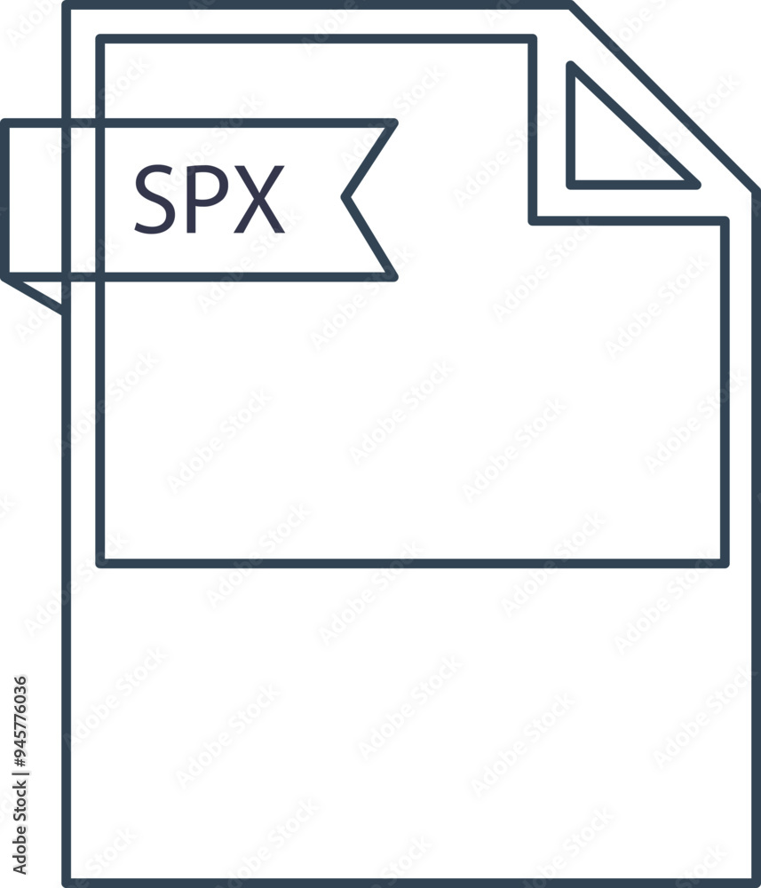 SPX File format icon black outline and light color text SPX File format icon black outline and light color text