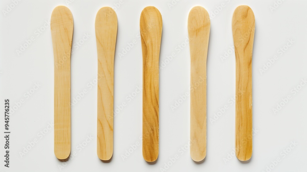 Wooden ice cream sticks on a white background, isolated Wooden ice cream sticks on a white background, isolated