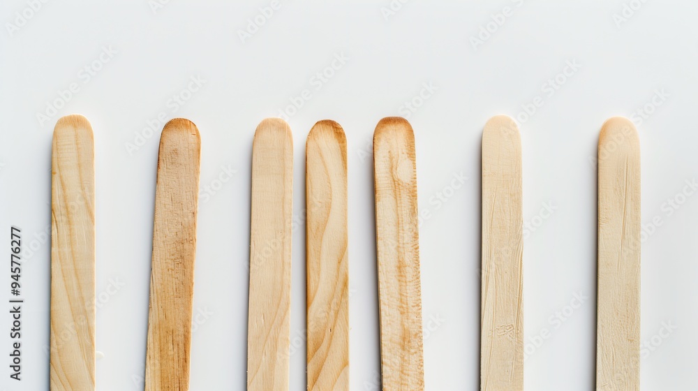 Wooden ice cream sticks on a white background, isolated Wooden ice cream sticks on a white background, isolated