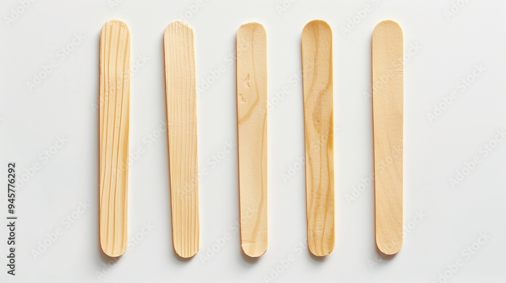 Wooden ice cream sticks on a white background, isolated Wooden ice cream sticks on a white background, isolated