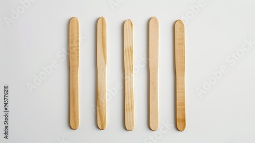 Wooden ice cream sticks on a white background, isolated