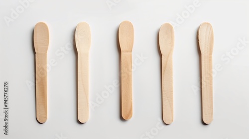 Wooden ice cream sticks on a white background, isolated