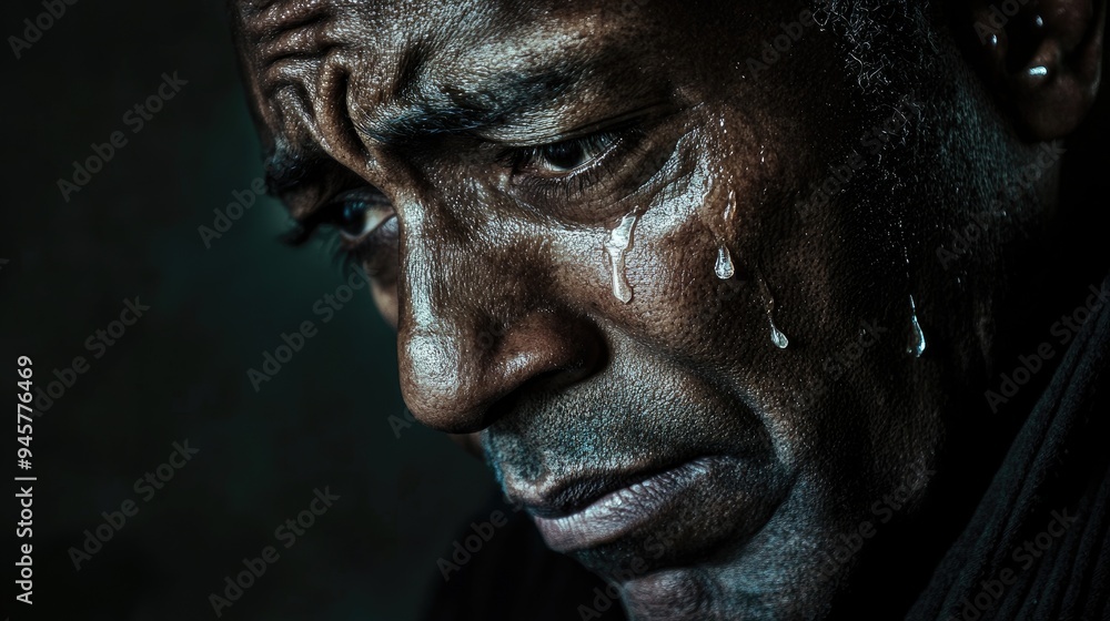 A man with tears streaming down his face, his expression one of deep sorrow, A man with tears streaming down his face, his expression one of deep sorrow,