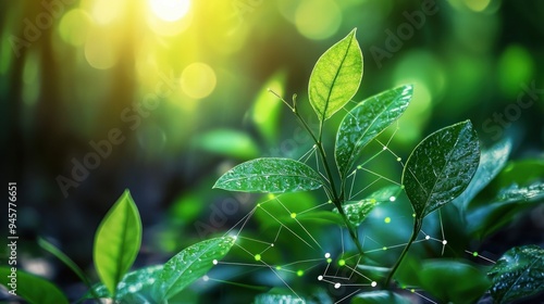 Sustainable Investment Growth: Leaves on Financial Graphs for Eco-Friendly Economy