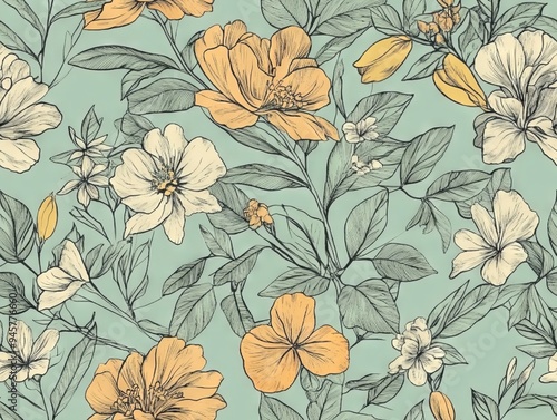 vintage seamless floral pattern, wallpaper, textile print pattern