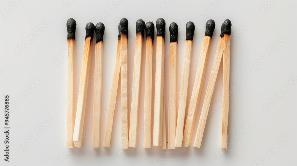 Burnt matches on a white background, isolated Burnt matches on a white background, isolated