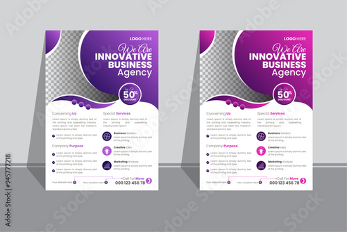 Corporate business flyer vector design template, Modern business conference flyer layout template with A4 size design, Business Flyer Design, Colorful concepts, one pager design, pamphlet design.