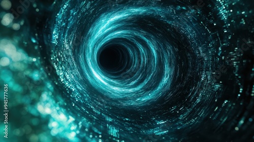 Fototapeta Naklejka Na Ścianę i Meble -  Abstract Blue Vortex Tunnel, Digital Tunnel, Cyberspace, 3D Render, Futuristic Tunnel, Abstract Background, Technology Background, Digital Art.