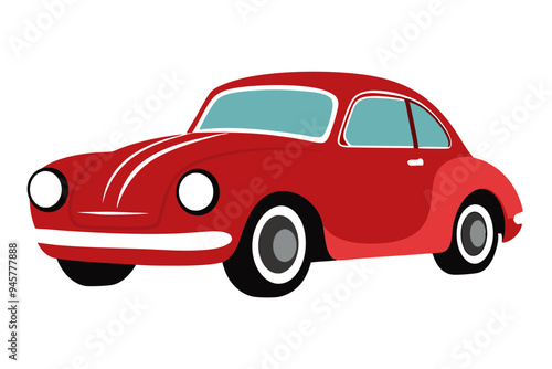 Retro Vintage Car: Stylish Illustration Against a White Backdrop